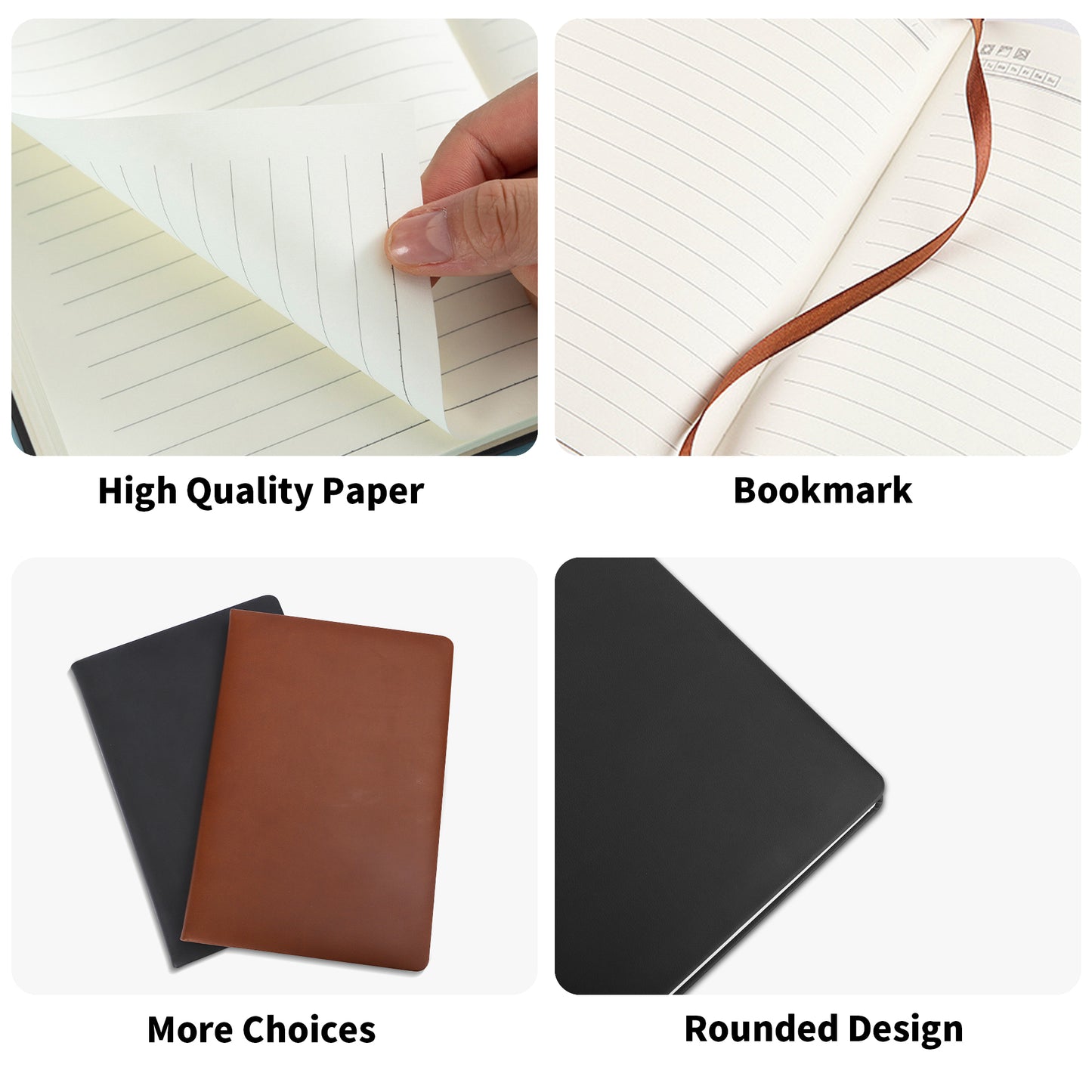 Custom 2 Sides Print PU Black and Brown Notebook