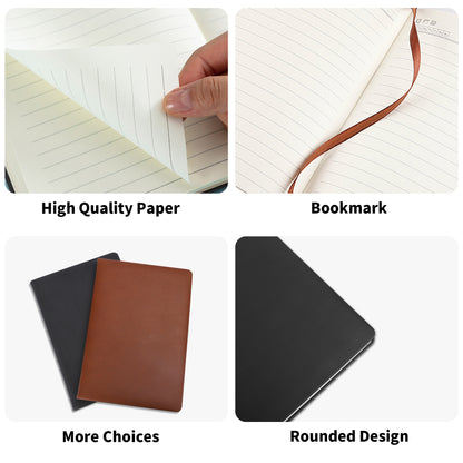 Custom 2 Sides Print PU Black and Brown Notebook