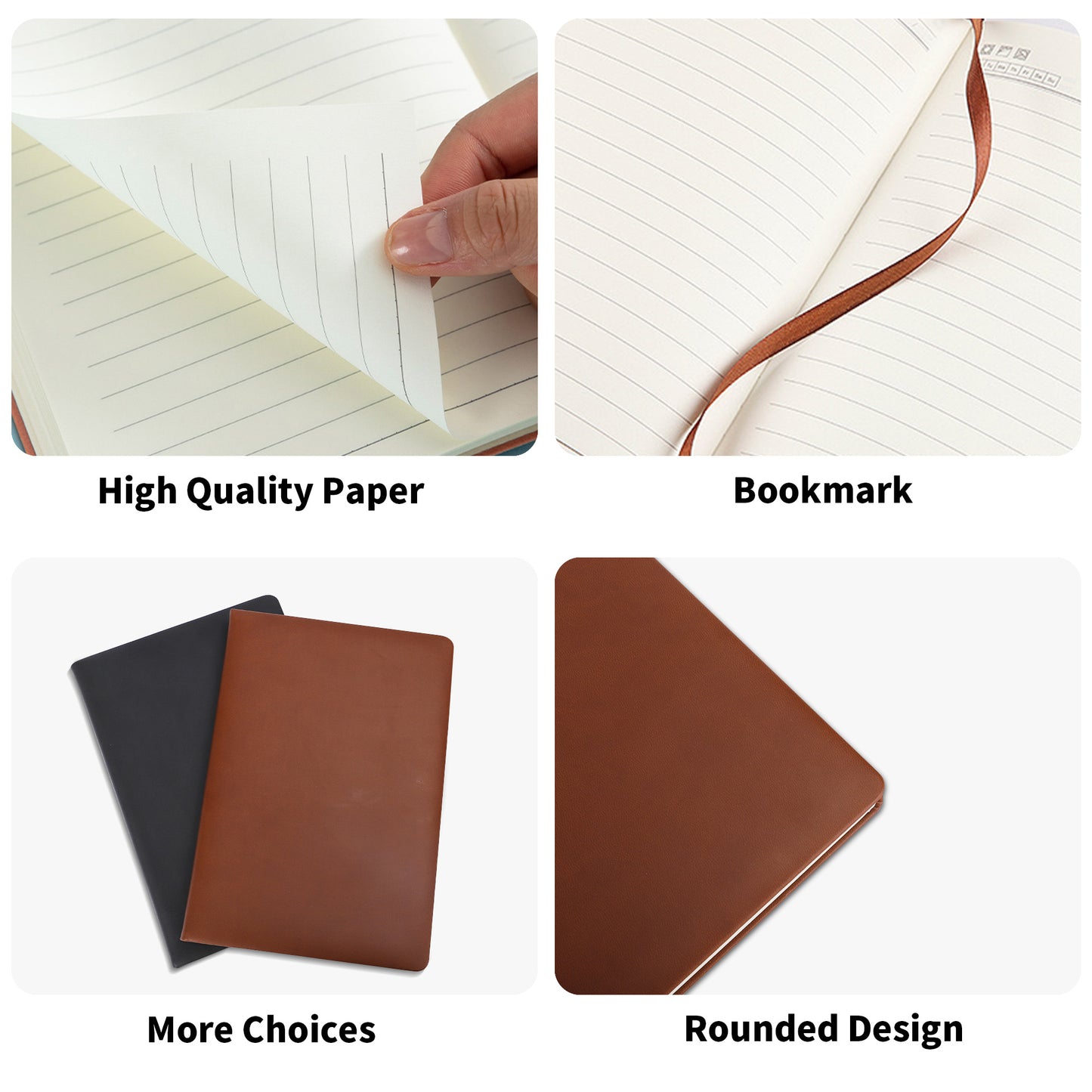 Custom 2 Sides Print PU Black and Brown Notebook